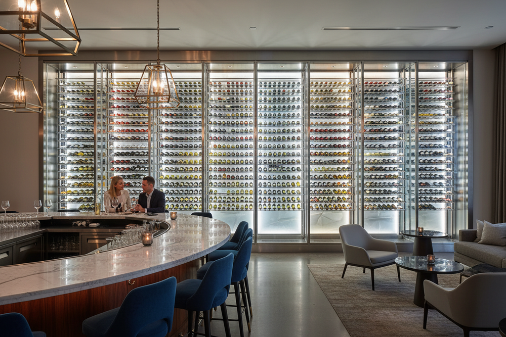 hospitality restaurant  Durable, high-visibility wine walls for hotels, bars & tasting rooms.