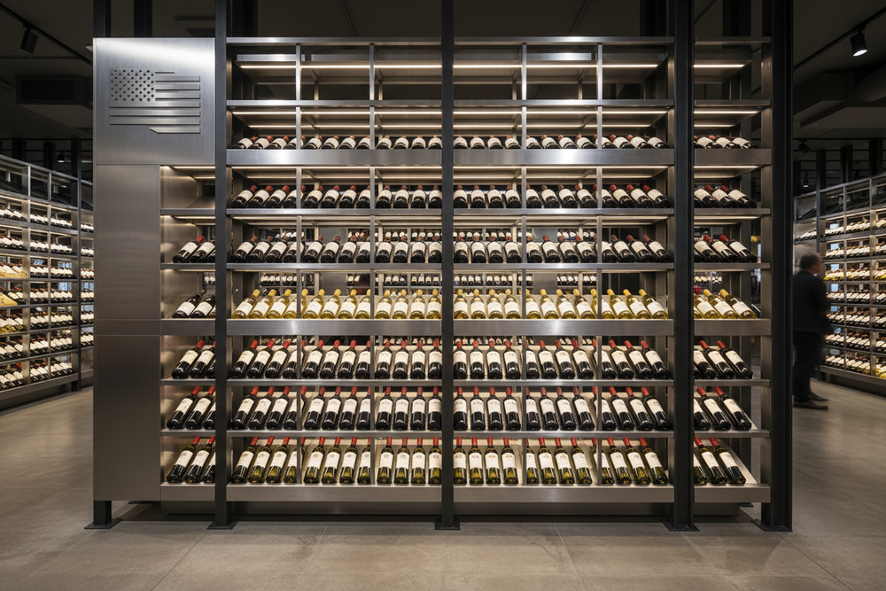 metal retail wine storage display