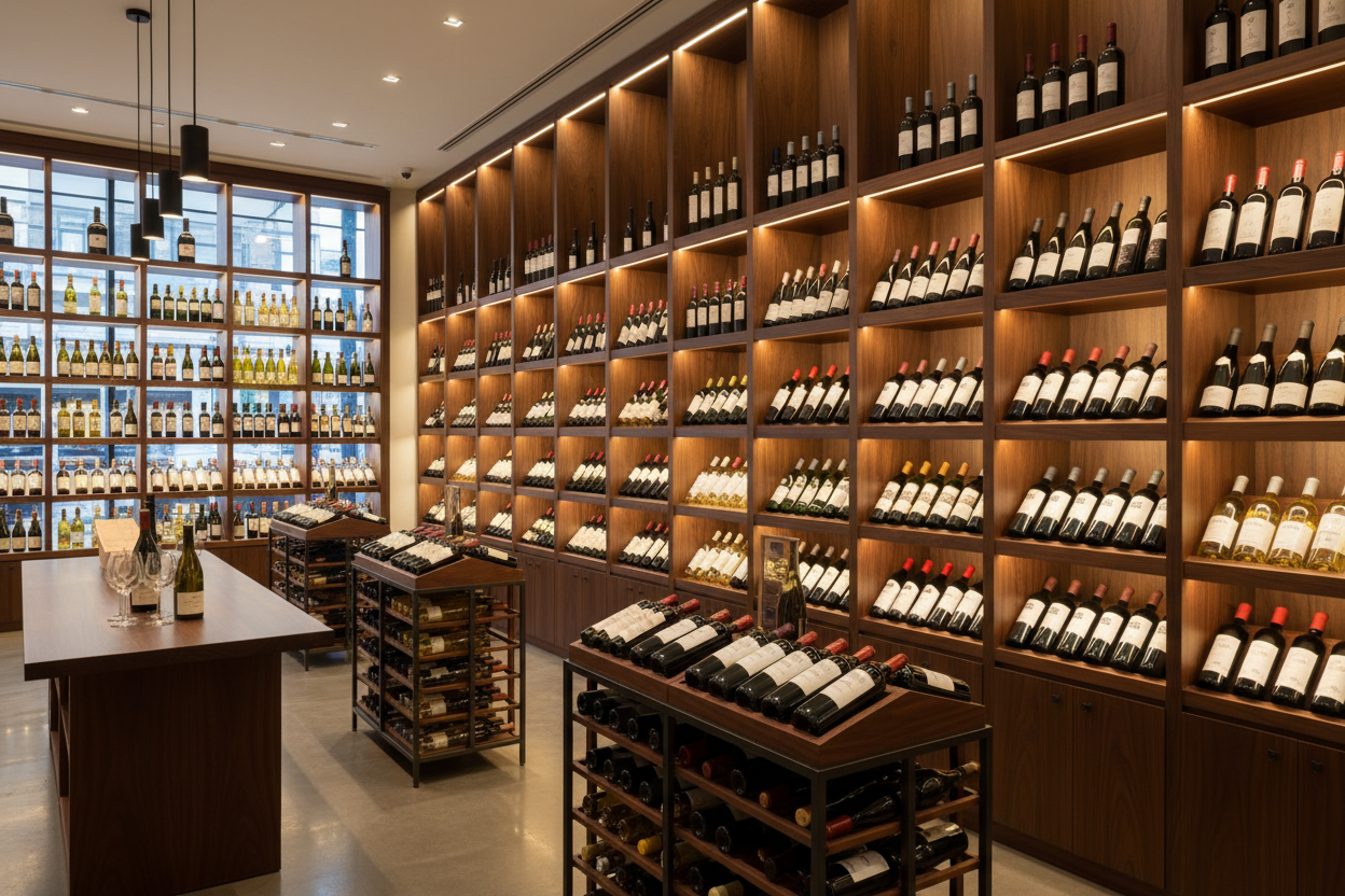 retail wine store wine bottle display